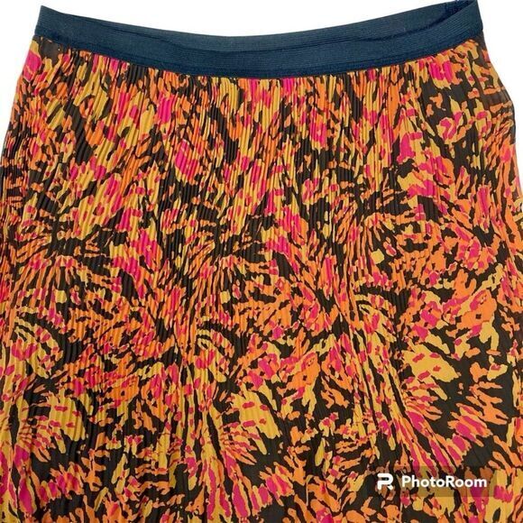 Allison Brittney Maxi Skirt Women S Orange Red Abstract Print Boho Beach Coastal - Picture 6 of 7
